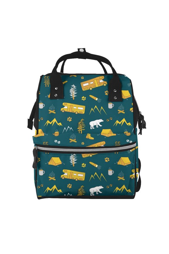 Camping print Large Capacity Nappy Bag is a multi-functional waterproof travel backpack, perfect as a nursing bag or mummy backpack for women