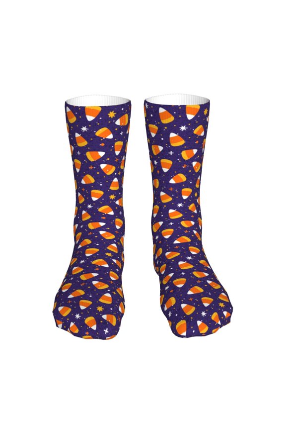 Candy Corn (2) Print Fashion No Heel Casual Crew Socks Cushioned Breathable for Men Women - Moisture wicking,Not easy to fade Suitable for daily