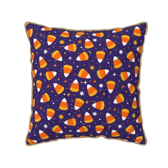 Xecao Candy Corn (2) Print Soft Velvet Decorative Throw Pillow Covers, Square Cushion Cases for Bed, Sofa, Living Room, Car, and Indoor Outdoor Use-18"x18"