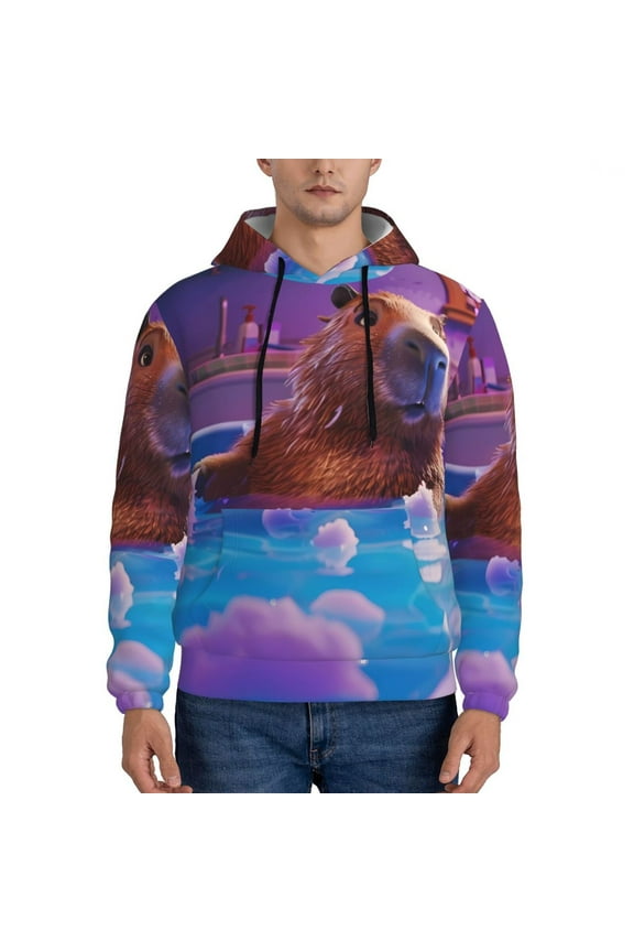 Capybara Bathtub Fun Pattern Men's Adult Pullover Hoodie,Hooded Sweatshirt-Small