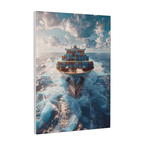 Xecao Cargo Ship At Sea for Ready-to-Hang Canvas Art 12x16 Inches - Waterproof HD Print Solid Wood Frame for Gifting,Vertical