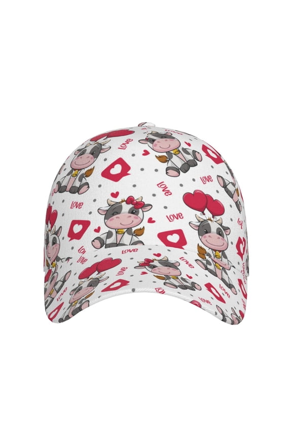 Caring Cow for Baseball Cap: Unisex, crafted from classic polyester twill fabric, featuring a soft unconstructed design