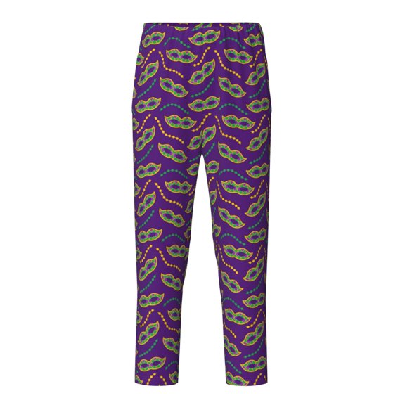 Xecao Carnival Masks and Beads Print Teenagers' Pajama Pants Long Sleep Pants Soft Elastic Waist Pajama Bottoms Elastic waist with 2 Pockets 5-16 Years-Large