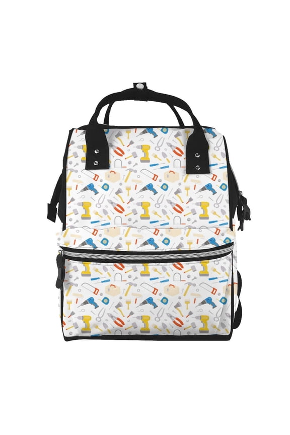 Carpenter tools Print Large Capacity Nappy Bag Is a Multi-Functional Waterproof Travel Backpack, Perfect as a Nursing Bag or Mummy Backpack for Women
