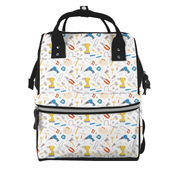 Xecao Carpenter tools Print Large Capacity Nappy Bag Is a Multi-Functional Waterproof Travel Backpack, Perfect as a Nursing Bag or Mummy Backpack for Women