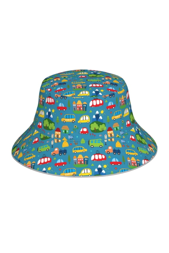 Cars Transportation Print Men and Women Night Reflective Hat Runner Cap Visor Bucket Hat Boonie Cap
