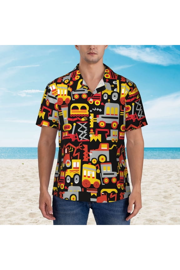 Cars print Hawaiian shirt - a stylish short-sleeve button-down for men, perfect for casual beach and tropical outings.