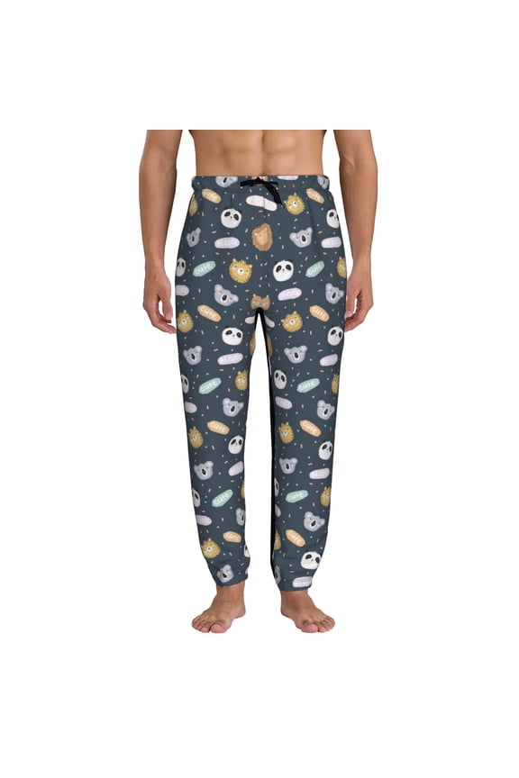 Cartoon Animals Print Active Tech Joggers for Men, Mens Sweatpants Lounge Pants with Pockets-Large