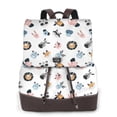 thumbnail image 1 of Xecao Cartoon Animals Print Large Backpack Soft Leather for Women Travel with Compartment, Adjustable Convertible Strap, 1 of 4