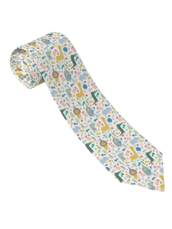 Cartoon Animals Print Tie For Men Necktie Woven Jacquard Neck Ties,Classic Men's Tie