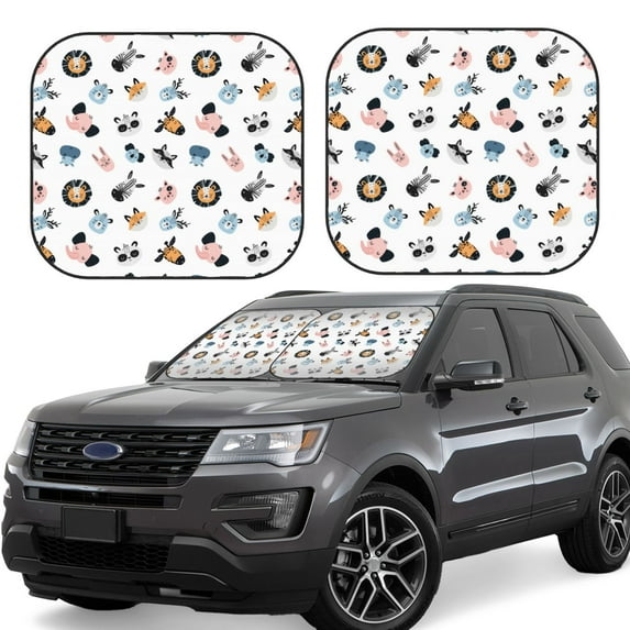 Xecao Cartoon Animals for Foldable Car Sun Shades (2-Pack) offer sun protection with an easy-fold design for convenient windshield shading.