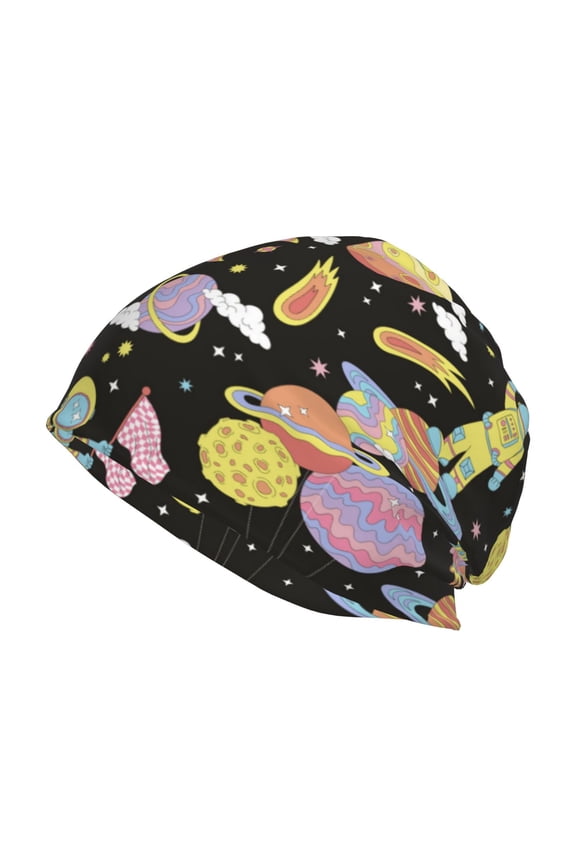 Cartoon Astronaut In Spacesuit Print Knit Hat,Winter Beanie for Men Women, Beanie Soft Warm Ski Stocking Cuffed Cap