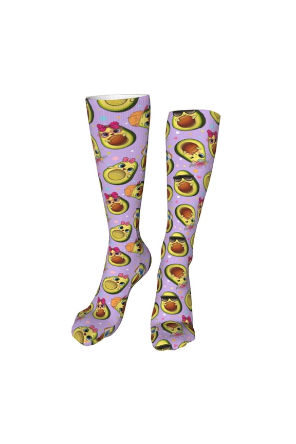 Cartoon Avocados Print Calf Socks Seamless Toe, Knee High Long Socks, Sports Socks Trouser Socks for Women and Men-One Size