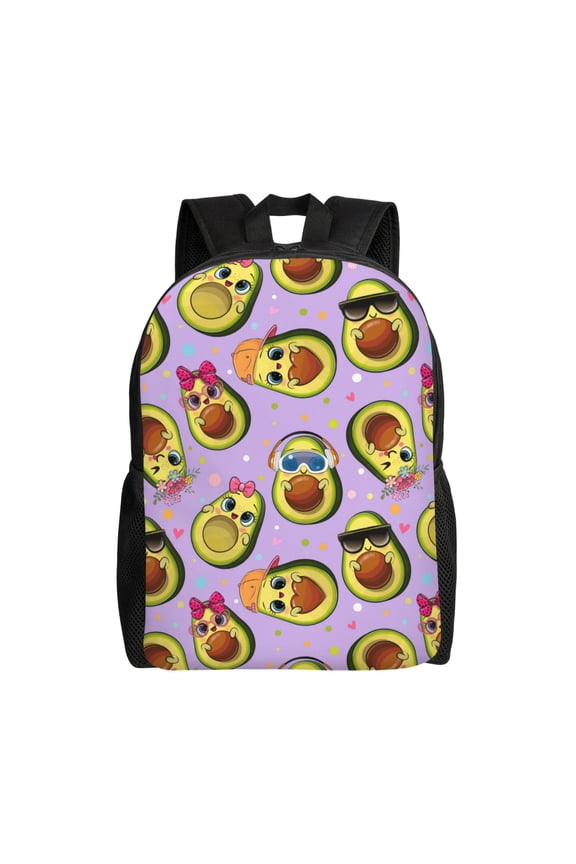 Cartoon Avocados Print School Backpack with Laptop Compartment Small Travel Laptop Backpack for Women Men Waterproof College Backpack Simple School Bag