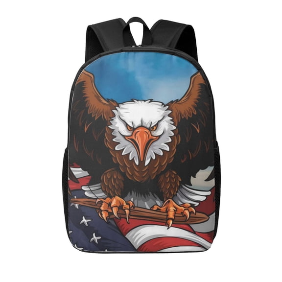 Xecao Cartoon Bald Eagle USA print Travel Backpack, Large Computer Backpack for Men Women, College School Rucksack Book Bag