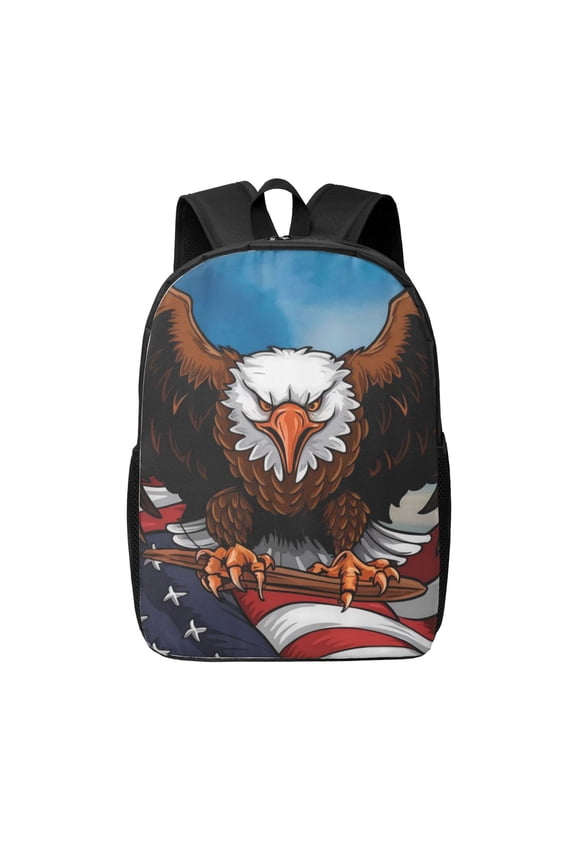 Cartoon Bald Eagle USA print Travel Backpack, Large Computer Backpack for Men Women, College School Rucksack Book Bag