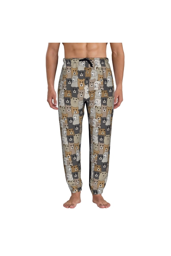 Cartoon Bear Print Active Tech Joggers for Men, Mens Sweatpants Lounge Pants with Pockets-XX-Large