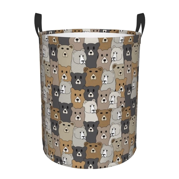 Xecao Cartoon Bear Print Laundry Hamper Basket,designed for Blanket Storage and Nursery Clothes in the Bedroom
