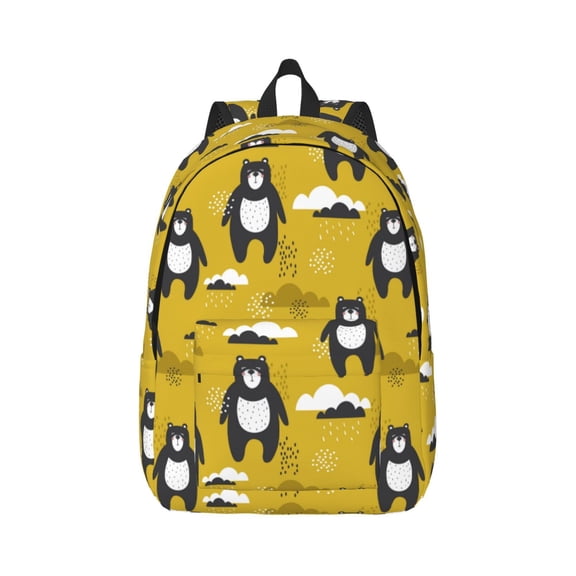 Xecao Cartoon Bear Yellow for Canvas College Laptop Backpack, Durable Rucksack Travel Notebook Bag School Backpack Book Bag for Men Women