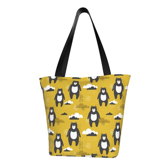Xecao Cartoon Bear Yellow for Tote Bag for Women -Tote Shoulder Bag with A Little Pocket Inside, Perfect for Travel and Work.