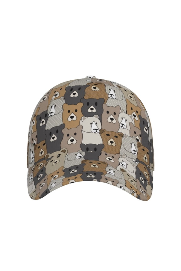 Cartoon Bear for Baseball Cap: Unisex, crafted from classic polyester twill fabric, featuring a soft unconstructed design