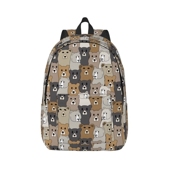 Xecao Cartoon Bear for Canvas College Laptop Backpack, Durable Rucksack Travel Notebook Bag School Backpack Book Bag for Men Women