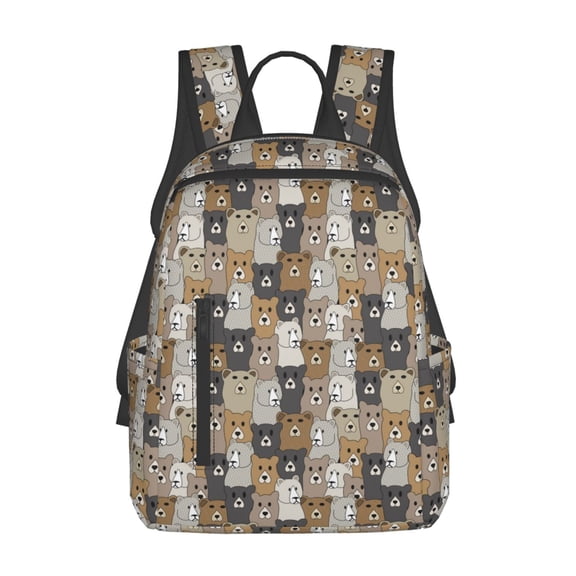 Xecao Cartoon Bear print Backpack For women men Aesthetic Lightweight Travel Daypack Simple Cute Backpack For Bookbag