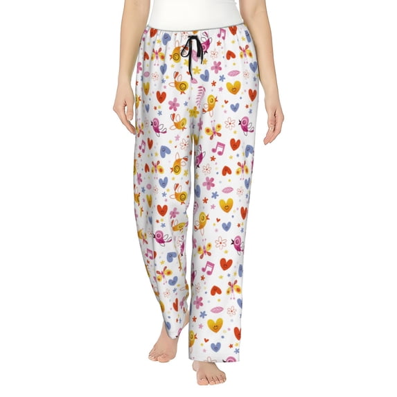 Xecao Cartoon Birds & Flowers Women's Straight Lounge Pajama Pants: The Epitome of Relaxed Sleepwear