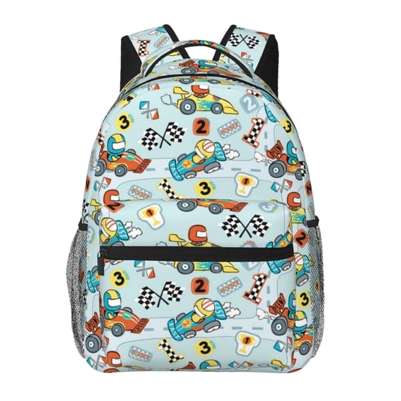 Xecao Cartoon Car Racing Backpack, a stylish and functional choice for both men and women, is the perfect basic bookbag for college, work, or travel