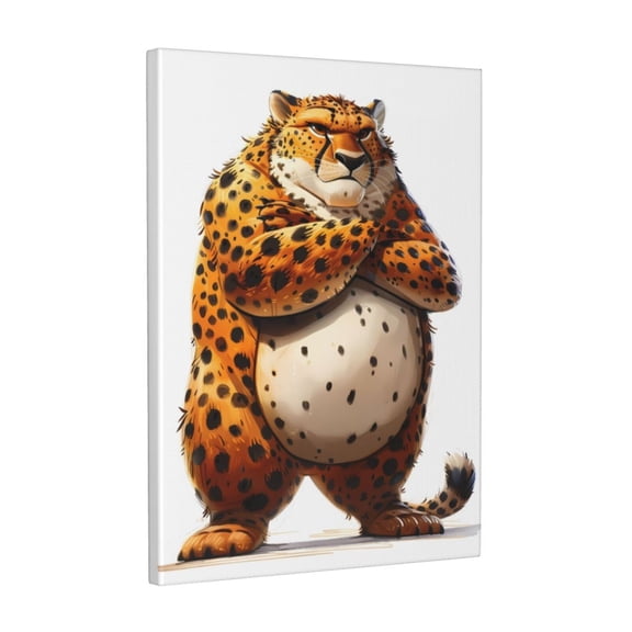Xecao Cartoon Cheetah With Attitude for Ready-to-Hang Canvas Art 12x16 Inches - Waterproof HD Print Solid Wood Frame for Gifting,Vertical