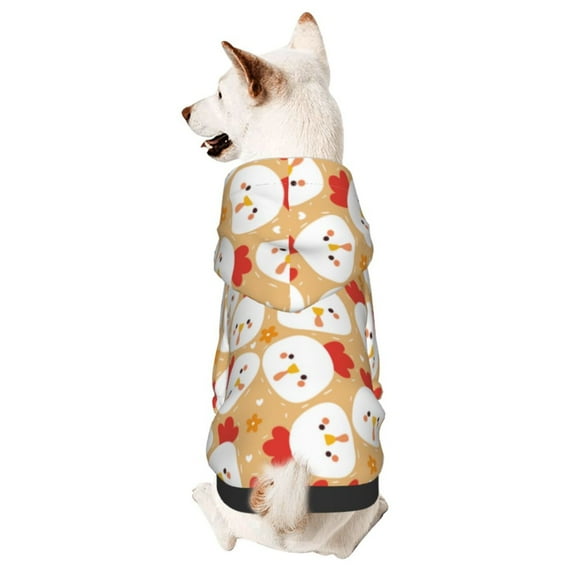 Xecao Cartoon Chicken Pattern Sweatshirts Winter Pet Dog Hoodie Puppy Coat Dog Sweaters Dog Clothes with Hat Dog Clothes Costume Outfit,Small Pets Wear-Large