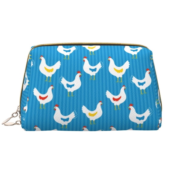 Xecao Cartoon Chicken Print Fashion Makeup PVC Bag Large Capacity Travel Cosmetic Bag for Women Organizer Toiletry Clutch