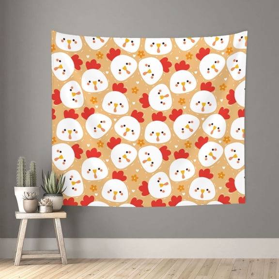 Xecao Cartoon Chicken patten Tapestry 60x51 Inches Wall Hanging Poster Tapestry for Living Room Bedroom Home Decor