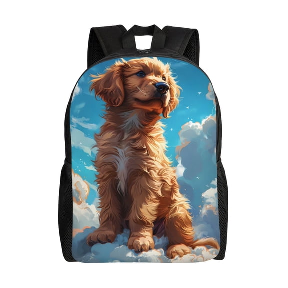 Xecao Cartoon Cloud Puppy Print School Backpack with Laptop Compartment Small Travel Laptop Backpack for Women Men Waterproof College Backpack Simple School Bag