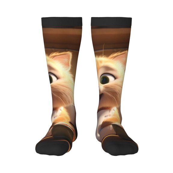 Xecao Cartoon Cooking Cat Print Compression Socks for Both Men And Women for Running, Travel, Flight, Nurse