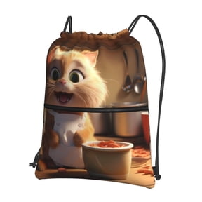 Xecao Cartoon Cooking Cat for Drawstring Bags,Pull String Backpack Bags,String Bag Sackpack