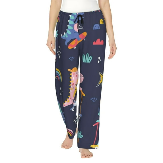 Xecao Cartoon Dinosaur Scooter Sport Blue Women's Straight Lounge Pajama Pants: The Epitome of Relaxed Sleepwear