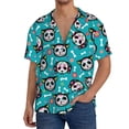thumbnail image 1 of Xecao Cartoon Dog And Cat Men's Casual Short-sleeved Shirt, a button-up collared shirt with a pocket-X-Large, 1 of 5