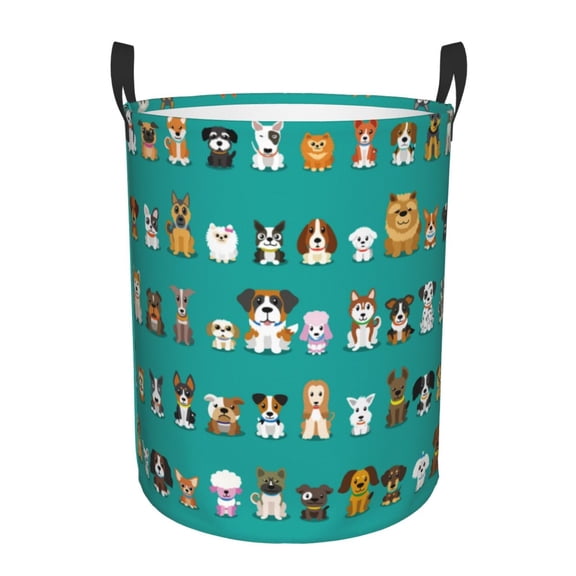 Xecao Cartoon Dogs Print Laundry Hamper Basket,designed for Blanket Storage and Nursery Clothes in the Bedroom