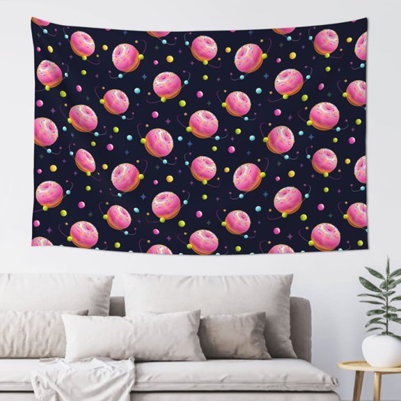 Xecao Cartoon Donut Planets Print Tapestry, Wall Hanging Room Funny Decor, Backdrop Room Decor for Bedroom Living Room dormitory
