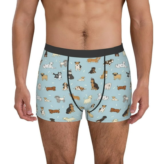 Xecao Cartoon Doodle Puppy Print Men's Underwear Boxer Briefs Pack - Your ComfortSoft, Moisture-Wicking, and Breathable Choice for Men's Underwear-XX-Large
