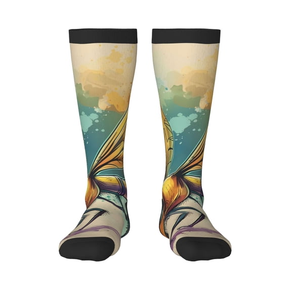 Xecao Cartoon Dragonfly Art Print Compression Socks for Both Men And Women for Running, Travel, Flight, Nurse