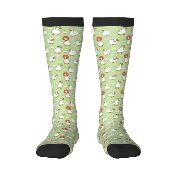 Xecao Cartoon Duck Print Compression Socks for Both Men And Women for Running, Travel, Flight, Nurse