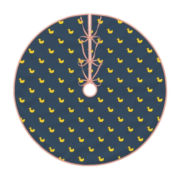 Xecao Cartoon Ducks Pattern Christmas Tree Skirt Round Xmas Tree Mat Base Cover for Holiday Home Decorations-36"