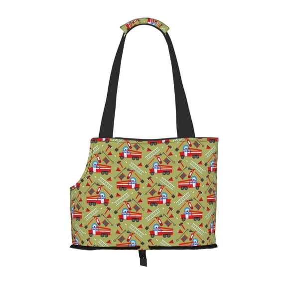 Xecao Cartoon Fire Truck for Cat Carrier Small Dog Handbag: The Ideal Travel Companion for Your Pet