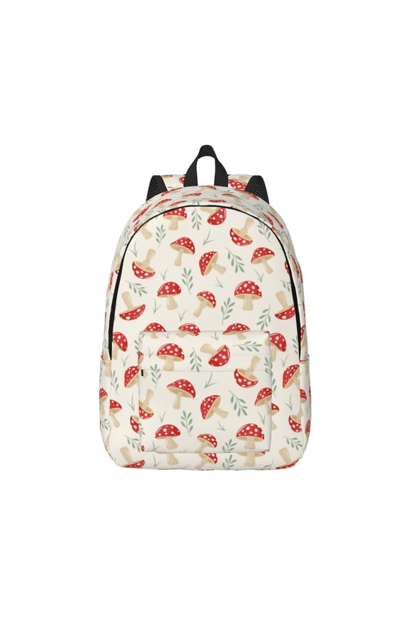 Cartoon Flat Mushrooms for Canvas College Laptop Backpack, Durable Rucksack Travel Notebook Bag School Backpack Book Bag for Men Women