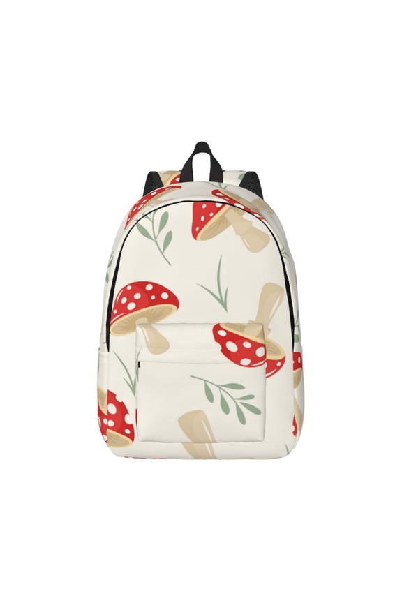 Cartoon Flat Mushrooms for Canvas College Laptop Backpack, Durable Rucksack Travel Notebook Bag School Backpack Book Bag for Men Women