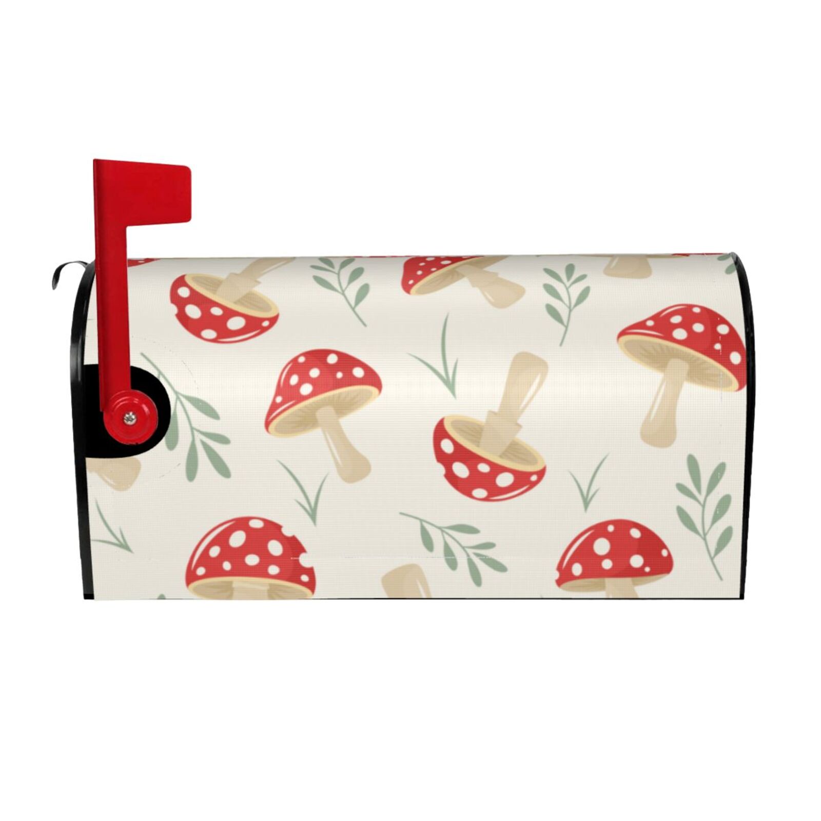 Xecao Cartoon Flat Mushrooms for Mailbox Cover with Magnetic Strips, Waterproof and Sunscreen, Adds a Decorative Touch to Your Garden Yard.