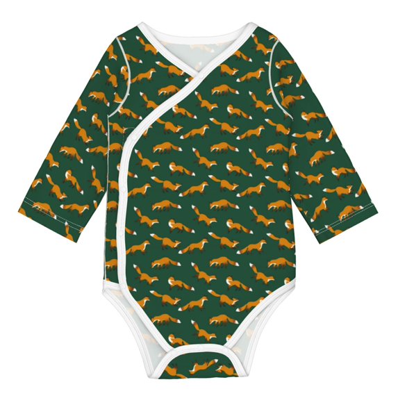 Xecao Cartoon Fox 1 Print Baby unisex-baby Cotton Long-sleeve Bodysuits-3 Months