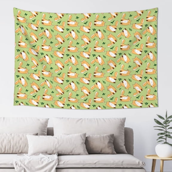 Xecao Cartoon Fox 2 Print Tapestry, Wall Hanging Room Funny Decor, Backdrop Room Decor for Bedroom Living Room dormitory
